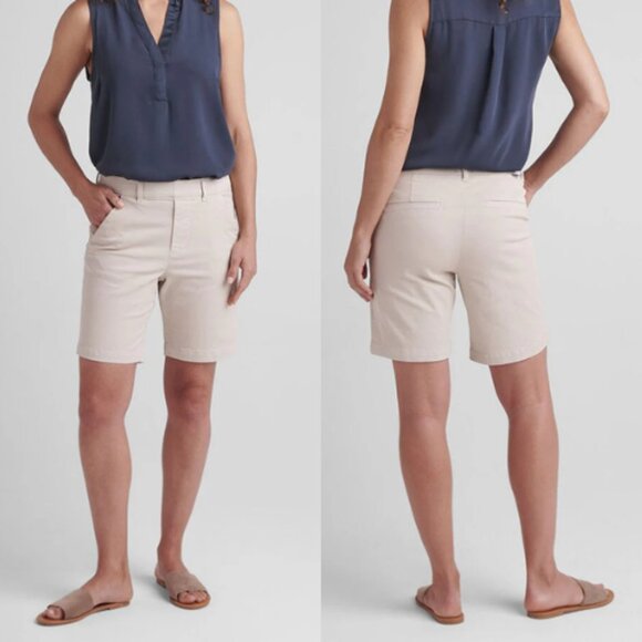Jag Women's Maddie 8" Inseam Mid Rise Pull-On Bermuda Shorts Stone Size 0 NWT - Picture 1 of 6